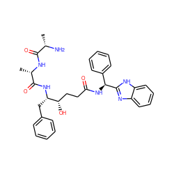 C[C@H](N)C(=O)N[C@@H](C)C(=O)N[C@@H](Cc1ccccc1)[C@@H](O)CCC(=O)N[C@@H](c1ccccc1)c1nc2ccccc2[nH]1 ZINC000014943223