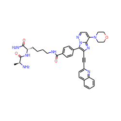 C[C@H](N)C(=O)N[C@@H](CCCCNC(=O)c1ccc(-c2c(C#Cc3ccc4ccccc4n3)nc3c(N4CCOCC4)ccnn23)cc1)C(N)=O ZINC001772649487