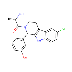 C[C@H](N)C(=O)N1CCc2c([nH]c3ccc(Cl)cc23)[C@@H]1c1cccc(O)c1 ZINC000049938532