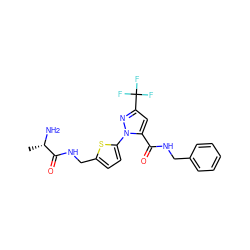 C[C@H](N)C(=O)NCc1ccc(-n2nc(C(F)(F)F)cc2C(=O)NCc2ccccc2)s1 ZINC000040917376