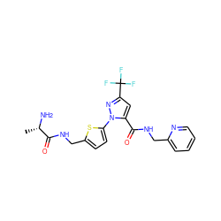 C[C@H](N)C(=O)NCc1ccc(-n2nc(C(F)(F)F)cc2C(=O)NCc2ccccn2)s1 ZINC000040914489