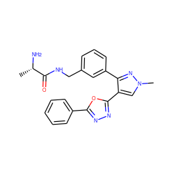 C[C@H](N)C(=O)NCc1cccc(-c2nn(C)cc2-c2nnc(-c3ccccc3)o2)c1 ZINC000040875425