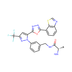 C[C@H](N)C(=O)NCc1cccc(-n2nc(C(F)(F)F)cc2-c2nnc(-c3cccc4ncsc34)o2)c1 ZINC000040891759