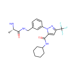 C[C@H](N)C(=O)NCc1cccc(-n2nc(C(F)(F)F)cc2C(=O)NC2CCCCC2)c1 ZINC000040918179