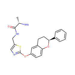 C[C@H](N)C(=O)NCc1cnc(Oc2ccc3c(c2)CC[C@@H](c2ccccc2)O3)s1 ZINC000169710692