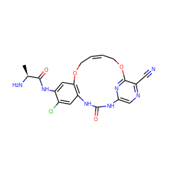 C[C@H](N)C(=O)Nc1cc2c(cc1Cl)NC(=O)Nc1cnc(C#N)c(n1)OC/C=C\CO2 ZINC000028962766