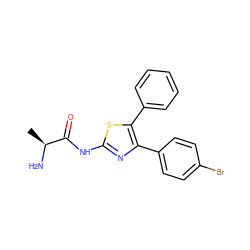 C[C@H](N)C(=O)Nc1nc(-c2ccc(Br)cc2)c(-c2ccccc2)s1 ZINC000014951966