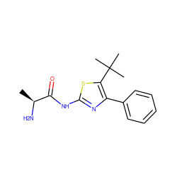 C[C@H](N)C(=O)Nc1nc(-c2ccccc2)c(C(C)(C)C)s1 ZINC000014951952