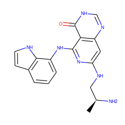 C[C@H](N)CNc1cc2nc[nH]c(=O)c2c(Nc2cccc3cc[nH]c23)n1 ZINC000169342727