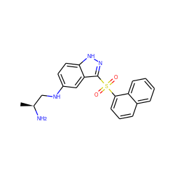 C[C@H](N)CNc1ccc2[nH]nc(S(=O)(=O)c3cccc4ccccc34)c2c1 ZINC000066167122