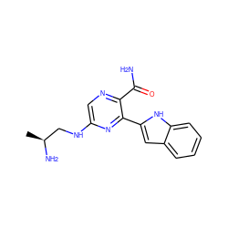 C[C@H](N)CNc1cnc(C(N)=O)c(-c2cc3ccccc3[nH]2)n1 ZINC000584905415