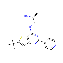 C[C@H](N)CNc1nc(-c2ccncc2)nc2cc(C(C)(C)C)sc12 ZINC000223682183