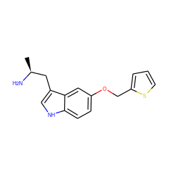 C[C@H](N)Cc1c[nH]c2ccc(OCc3cccs3)cc12 ZINC000003995822