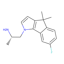 C[C@H](N)Cn1ccc2c1-c1cc(F)ccc1C2(C)C ZINC000013764861