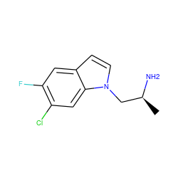 C[C@H](N)Cn1ccc2cc(F)c(Cl)cc21 ZINC000012841339