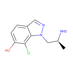 C[C@H](N)Cn1ncc2ccc(O)c(Cl)c21 ZINC000013679052