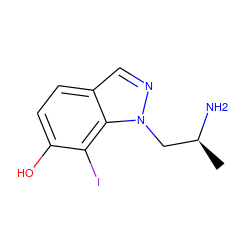 C[C@H](N)Cn1ncc2ccc(O)c(I)c21 ZINC000013679054