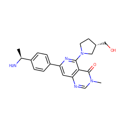 C[C@H](N)c1ccc(-c2cc3ncn(C)c(=O)c3c(N3CC[C@H](CO)C3)n2)cc1 ZINC000143412218