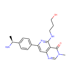 C[C@H](N)c1ccc(-c2cc3ncn(C)c(=O)c3c(NCCCO)n2)cc1 ZINC000115622527