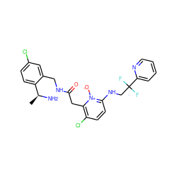 C[C@H](N)c1ccc(Cl)cc1CNC(=O)Cc1c(Cl)ccc(NCC(F)(F)c2ccccn2)[n+]1[O-] ZINC000028524245