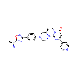 C[C@H](N)c1nc(-c2ccc(N3CCN(c4nc(-c5ccncc5)cc(=O)n4C)[C@H](C)C3)cc2)no1 ZINC000114418115