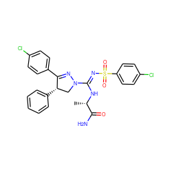 C[C@H](N/C(=N\S(=O)(=O)c1ccc(Cl)cc1)N1C[C@H](c2ccccc2)C(c2ccc(Cl)cc2)=N1)C(N)=O ZINC000095578266