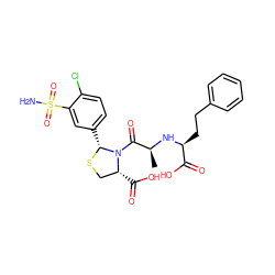 C[C@H](N[C@@H](CCc1ccccc1)C(=O)O)C(=O)N1[C@H](C(=O)O)CS[C@@H]1c1ccc(Cl)c(S(N)(=O)=O)c1 ZINC000029393305