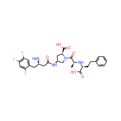C[C@H](N[C@@H](CCc1ccccc1)C(=O)O)C(=O)N1C[C@@H](NC(=O)C[C@H](N)Cc2cc(F)c(F)cc2F)C[C@H]1C(=O)O ZINC000198764310