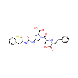 C[C@H](N[C@@H](CCc1ccccc1)C(=O)O)C(=O)N1C[C@@H](NC(=O)N[C@@H](CS)Cc2ccccc2)C[C@H]1C(=O)O ZINC000026580200