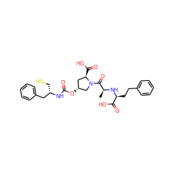 C[C@H](N[C@@H](CCc1ccccc1)C(=O)O)C(=O)N1C[C@H](OC(=O)N[C@@H](CS)Cc2ccccc2)C[C@H]1C(=O)O ZINC000026577804