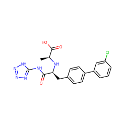 C[C@H](N[C@@H](Cc1ccc(-c2cccc(Cl)c2)cc1)C(=O)Nc1nnn[nH]1)C(=O)O ZINC000117046942