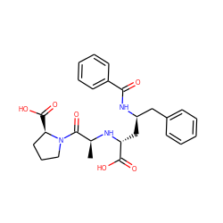 C[C@H](N[C@H](C[C@H](Cc1ccccc1)NC(=O)c1ccccc1)C(=O)O)C(=O)N1CCC[C@H]1C(=O)O ZINC000095555314