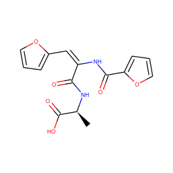 C[C@H](NC(=O)/C(=C\c1ccco1)NC(=O)c1ccco1)C(=O)O ZINC000012381018