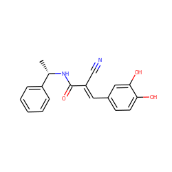 C[C@H](NC(=O)/C(C#N)=C/c1ccc(O)c(O)c1)c1ccccc1 ZINC000002557951