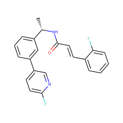 C[C@H](NC(=O)/C=C/c1ccccc1F)c1cccc(-c2ccc(F)nc2)c1 ZINC000028354246