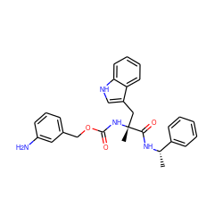 C[C@H](NC(=O)[C@@](C)(Cc1c[nH]c2ccccc12)NC(=O)OCc1cccc(N)c1)c1ccccc1 ZINC000013744144