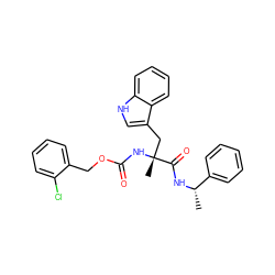 C[C@H](NC(=O)[C@@](C)(Cc1c[nH]c2ccccc12)NC(=O)OCc1ccccc1Cl)c1ccccc1 ZINC000013744148