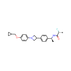 C[C@H](NC(=O)[C@@H](C)F)c1ccc(C2CN(c3ccc(OCC4CC4)cc3)C2)cc1 ZINC000149932833