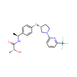 C[C@H](NC(=O)[C@@H](C)O)c1ccc(O[C@@H]2CCN(c3cccc(C(F)(F)F)n3)C2)cc1 ZINC000169709738