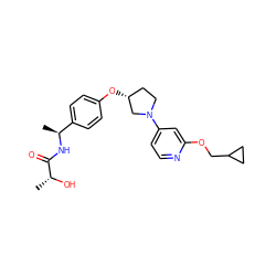 C[C@H](NC(=O)[C@@H](C)O)c1ccc(O[C@@H]2CCN(c3ccnc(OCC4CC4)c3)C2)cc1 ZINC000169709527