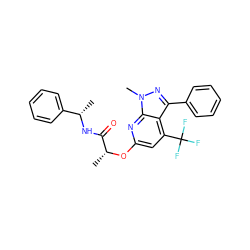 C[C@H](NC(=O)[C@@H](C)Oc1cc(C(F)(F)F)c2c(-c3ccccc3)nn(C)c2n1)c1ccccc1 ZINC000117511442