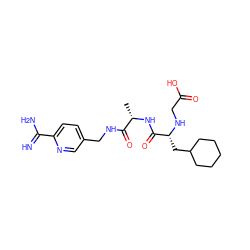 C[C@H](NC(=O)[C@@H](CC1CCCCC1)NCC(=O)O)C(=O)NCc1ccc(C(=N)N)nc1 ZINC000036107685