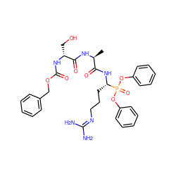 C[C@H](NC(=O)[C@@H](CO)NC(=O)OCc1ccccc1)C(=O)N[C@@H](CCCN=C(N)N)P(=O)(Oc1ccccc1)Oc1ccccc1 ZINC000026476754