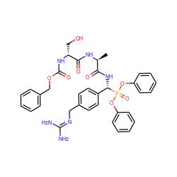 C[C@H](NC(=O)[C@@H](CO)NC(=O)OCc1ccccc1)C(=O)N[C@@H](c1ccc(CN=C(N)N)cc1)P(=O)(Oc1ccccc1)Oc1ccccc1 ZINC000026485371