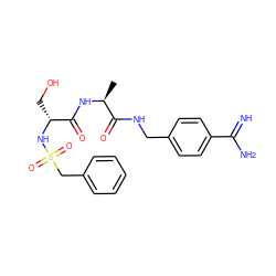 C[C@H](NC(=O)[C@@H](CO)NS(=O)(=O)Cc1ccccc1)C(=O)NCc1ccc(C(=N)N)cc1 ZINC000013438830