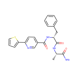 C[C@H](NC(=O)[C@@H](Cc1ccccc1)NC(=O)c1ccc(-c2cccs2)nc1)C(N)=O ZINC000199000297