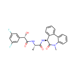 C[C@H](NC(=O)[C@@H](O)c1cc(F)cc(F)c1)C(=O)N[C@@H]1C(=O)N(C)c2ccccc2-c2ccccc21 ZINC000028824948