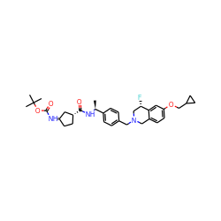 C[C@H](NC(=O)[C@@H]1CC[C@H](NC(=O)OC(C)(C)C)C1)c1ccc(CN2Cc3ccc(OCC4CC4)cc3[C@@H](F)C2)cc1 ZINC001772593554