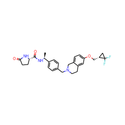 C[C@H](NC(=O)[C@@H]1CCC(=O)N1)c1ccc(CN2CCc3cc(OC[C@@H]4CC4(F)F)ccc3C2)cc1 ZINC001772576345