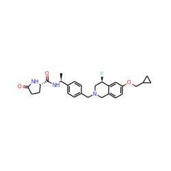 C[C@H](NC(=O)[C@@H]1CCC(=O)N1)c1ccc(CN2Cc3ccc(OCC4CC4)cc3[C@H](F)C2)cc1 ZINC001772612520